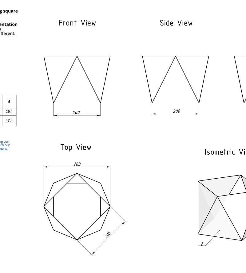 Geometric Florarium design plan, blueprint