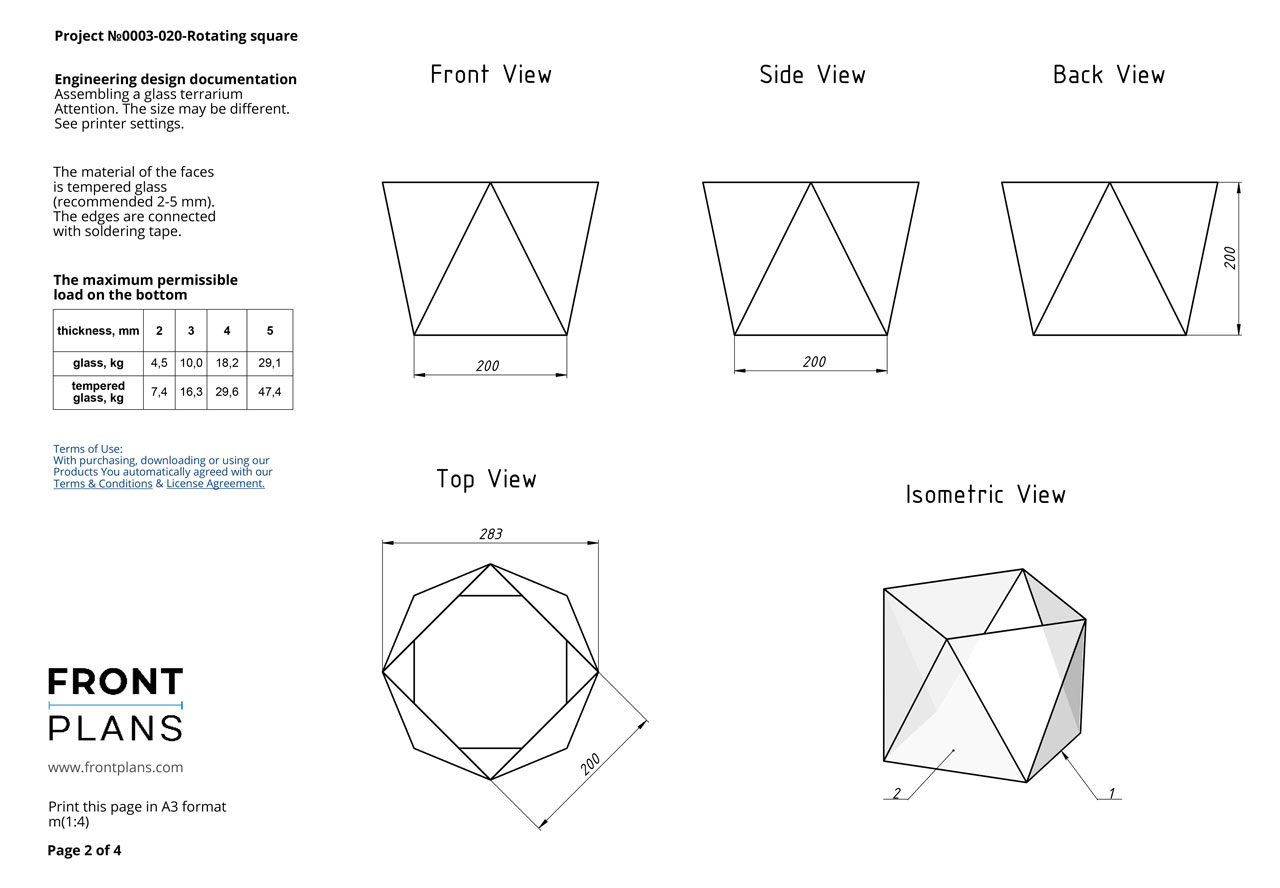 Geometric Florarium design plan, blueprint