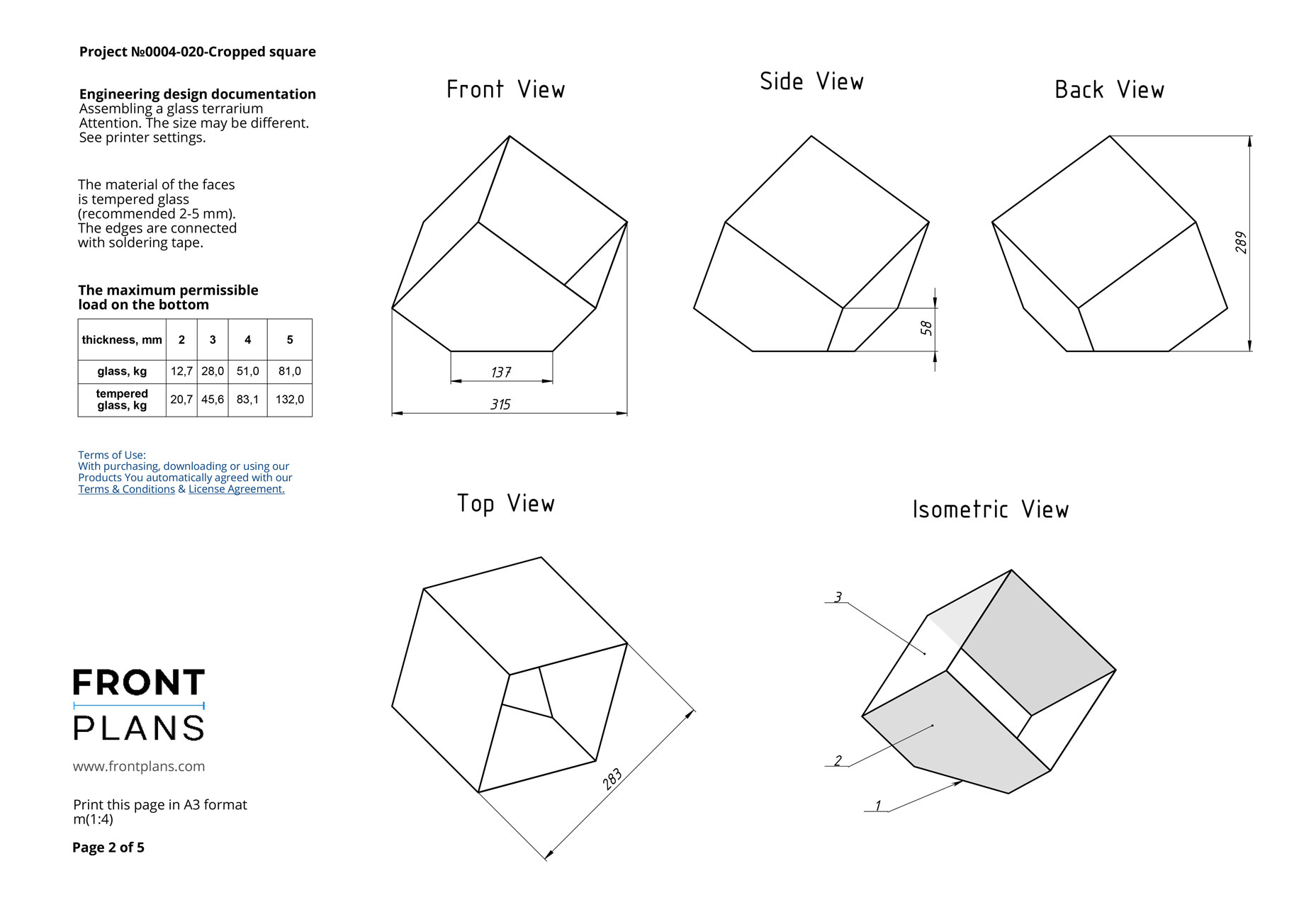 Geometric Florarium design plan, blueprint