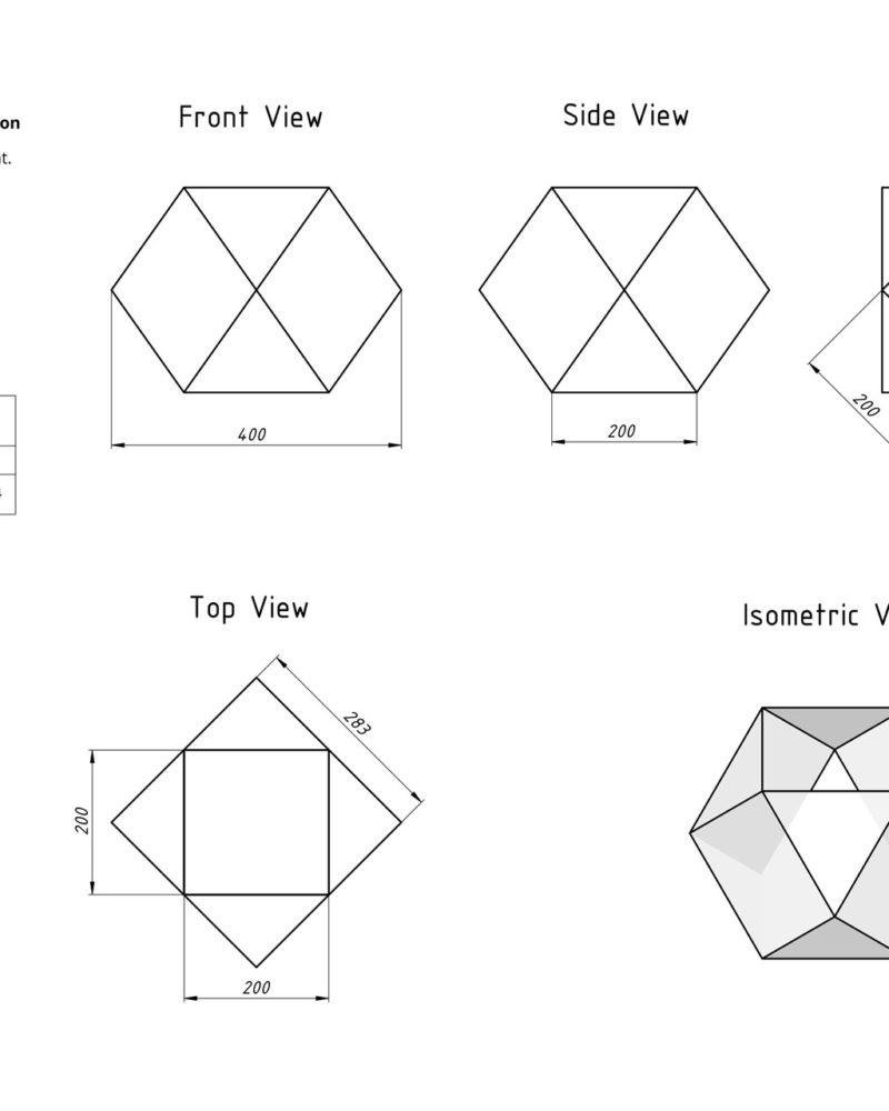 Geometric Florarium design plan, blueprint