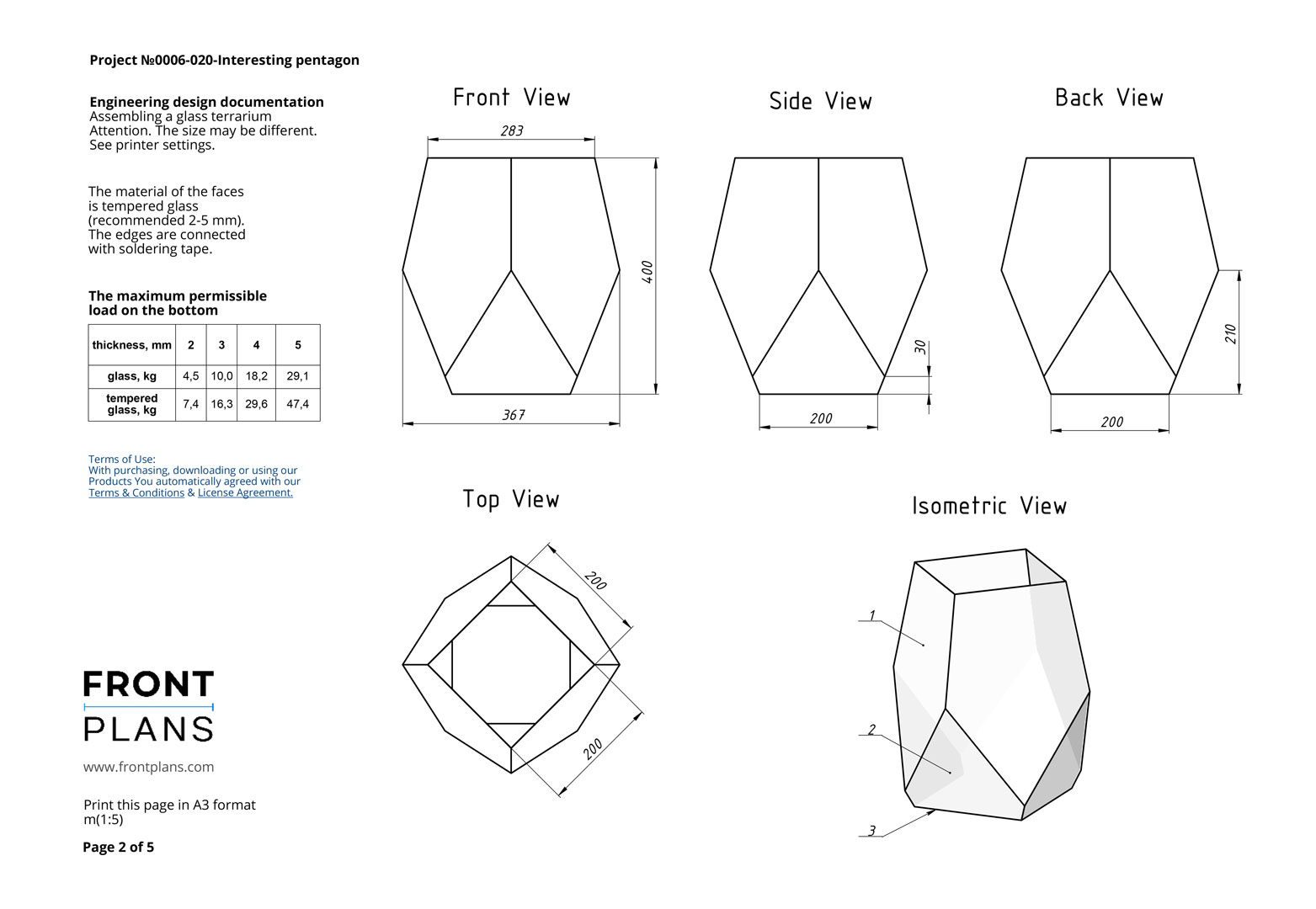 Geometric Florarium design plan, blueprint