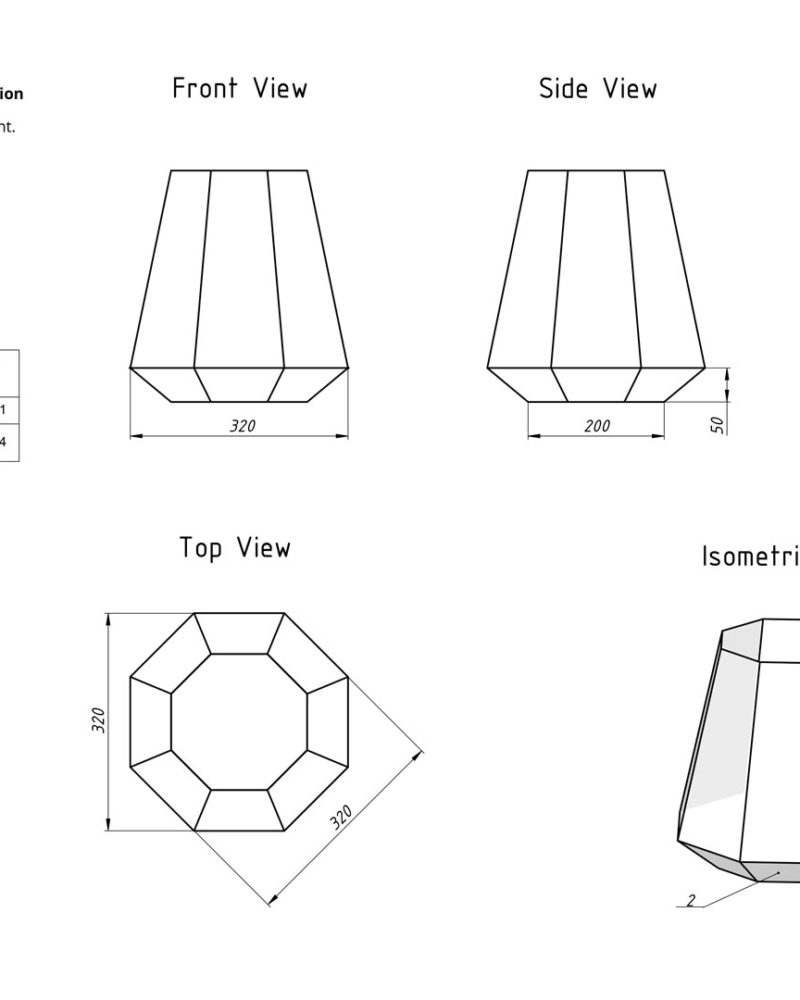 Geometric Florarium design plan, blueprint