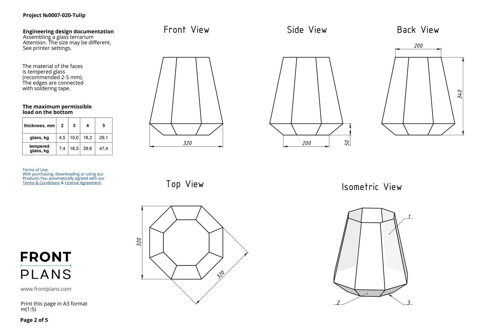 Geometric Florarium design plan, blueprint