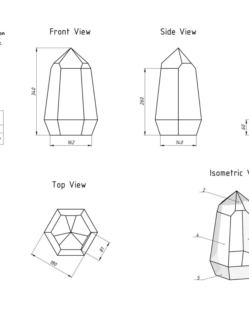 Amber Geometric Florarium design plan, DIY blueprint, Terrarium template