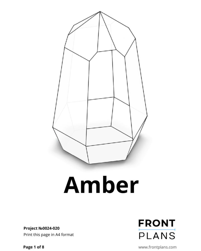 Amber Geometric Florarium design plan, DIY blueprint, Terrarium template