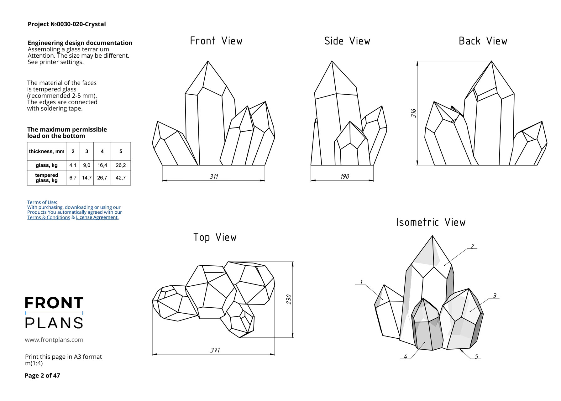 Crystal Geometric Florarium design plan, DIY blueprint, Terrarium template