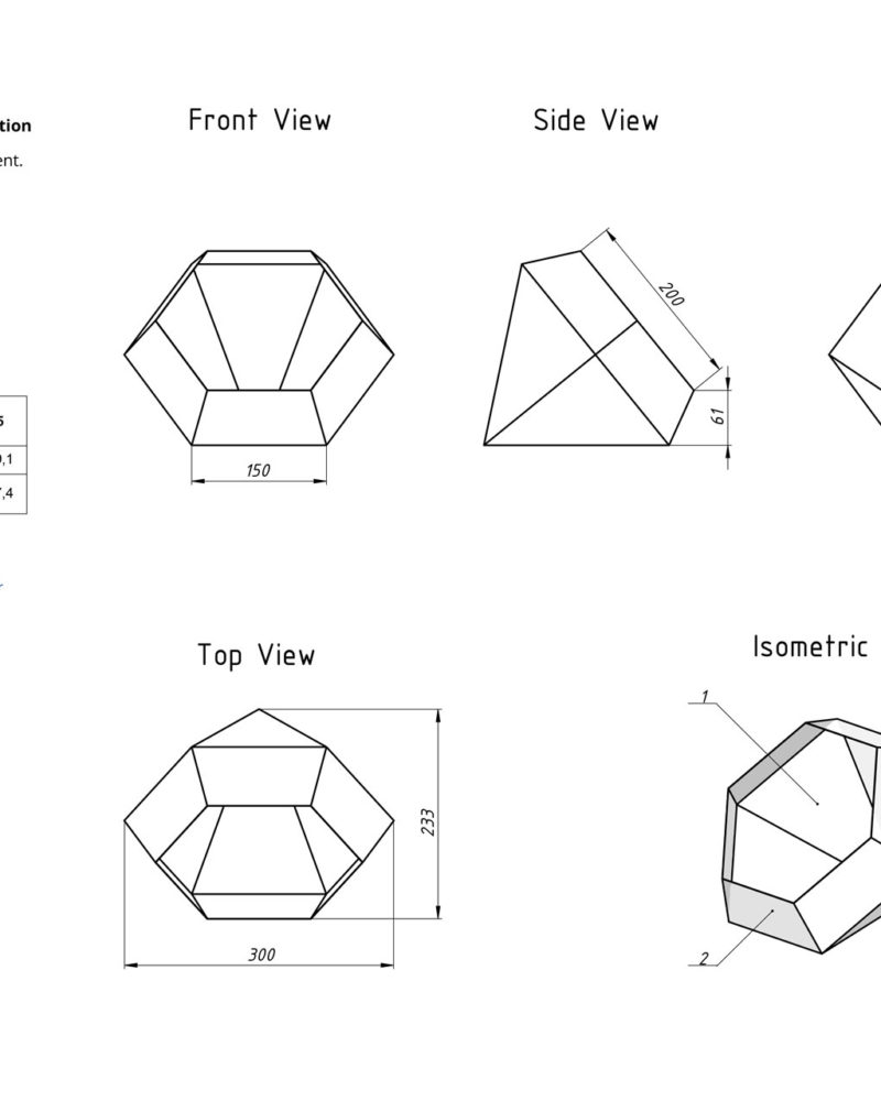 Diamond, Geometric Florarium design plan, blueprint