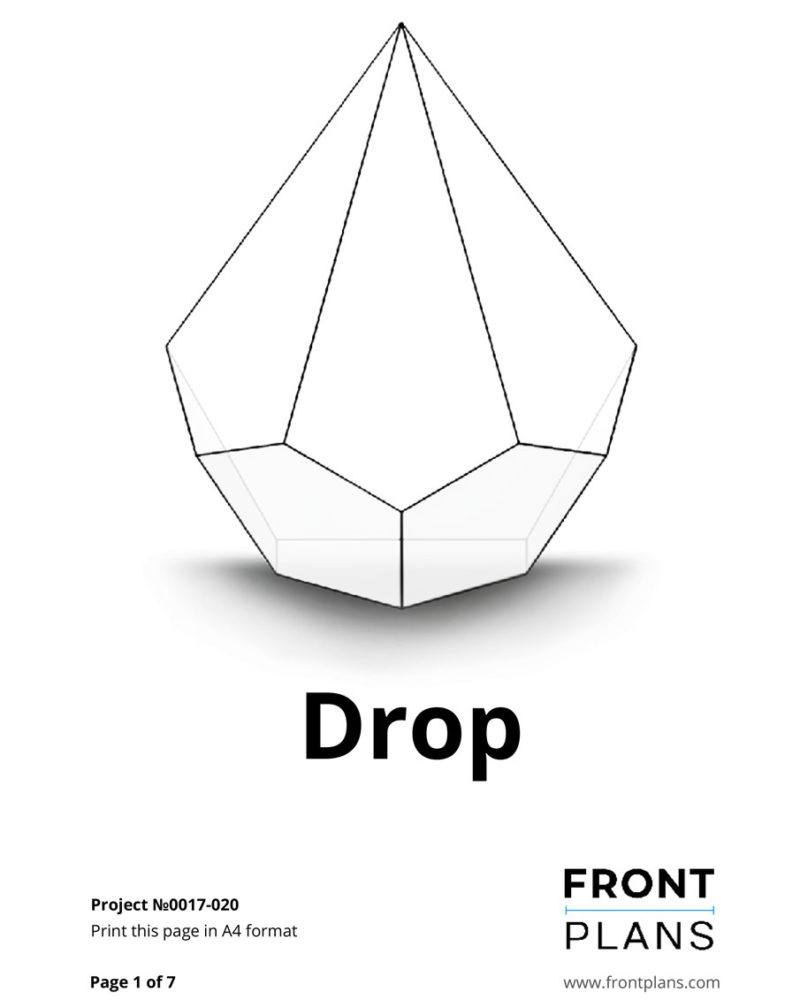 Drop Geometric Florarium design plan, DIY blueprint, Terrarium template