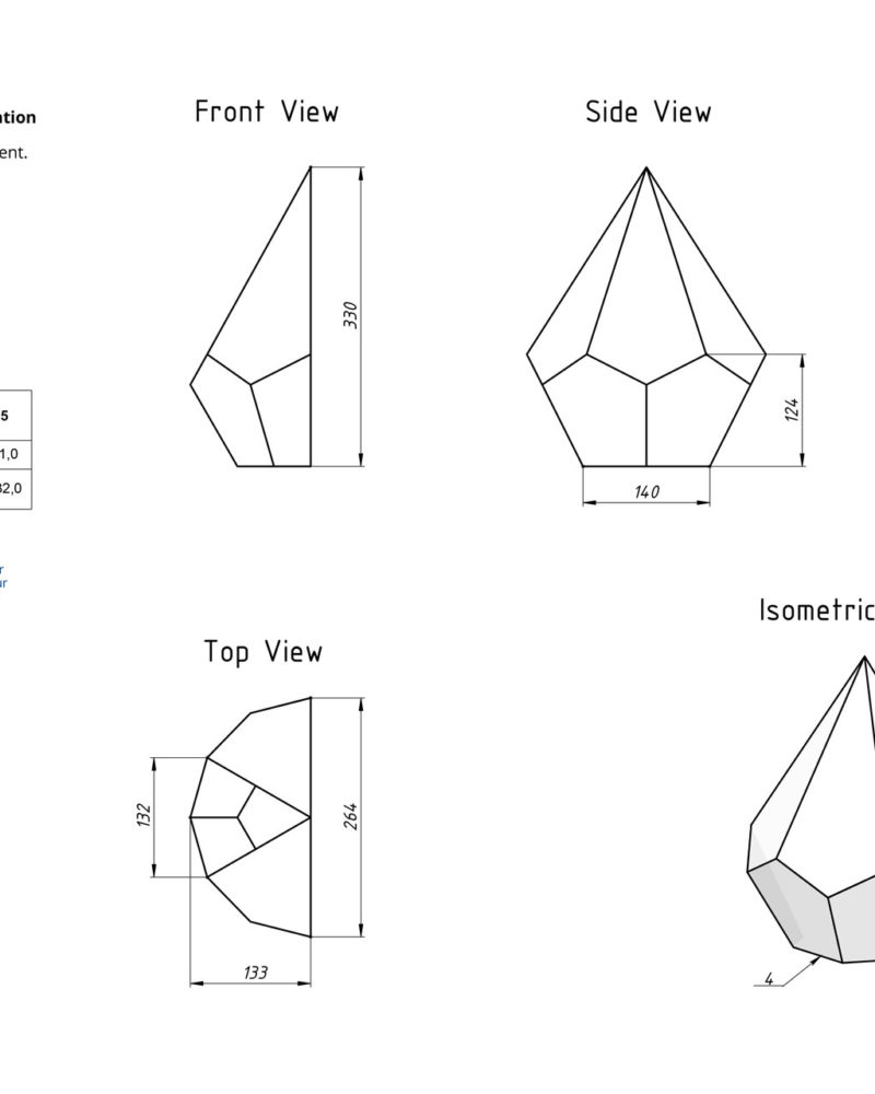 Drop Geometric Florarium design plan, DIY blueprint, Terrarium template