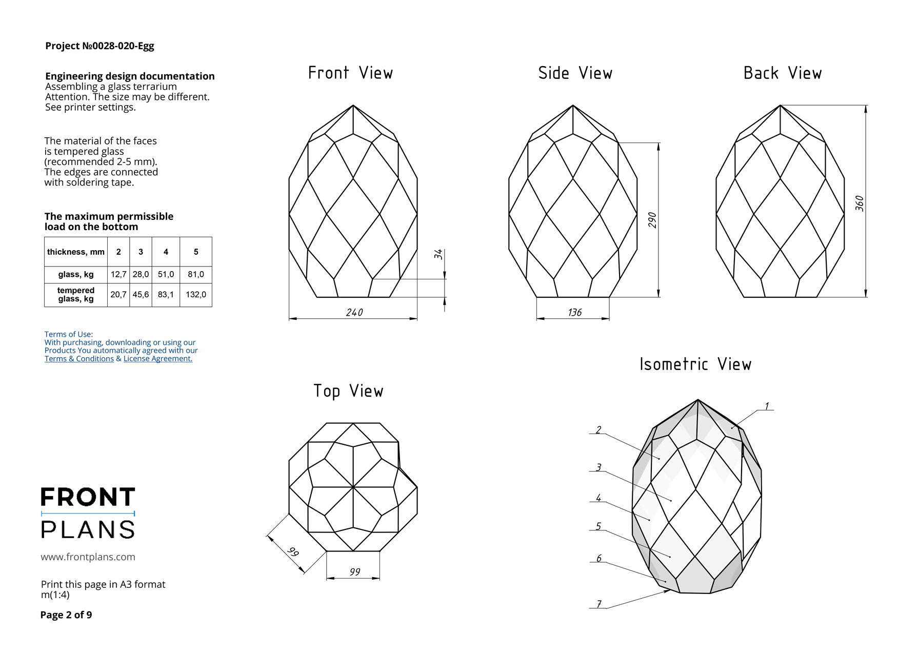 EGG Geometric Florarium design plan, DIY blueprint, Terrarium template