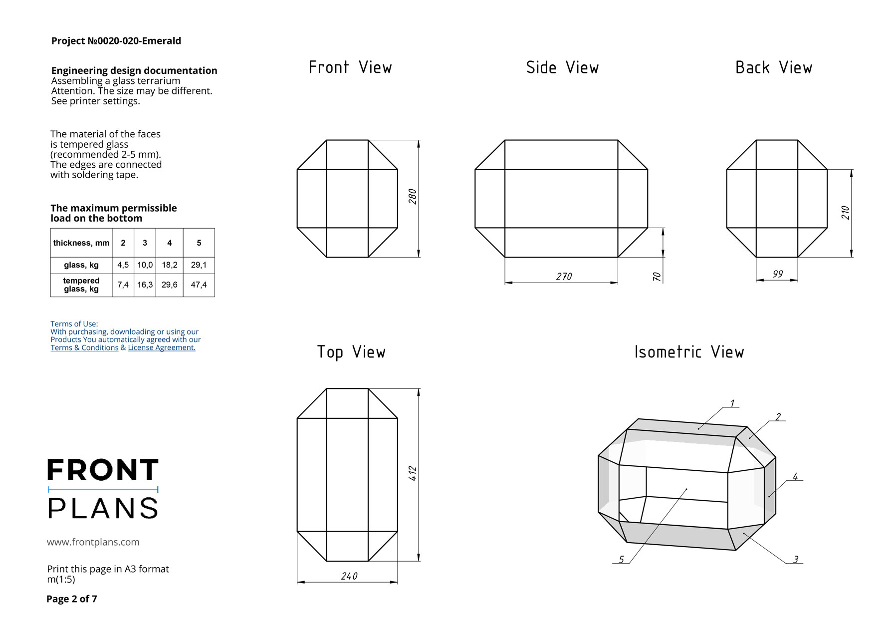 Emerald Geometric Florarium design plan, DIY blueprint, Terrarium template