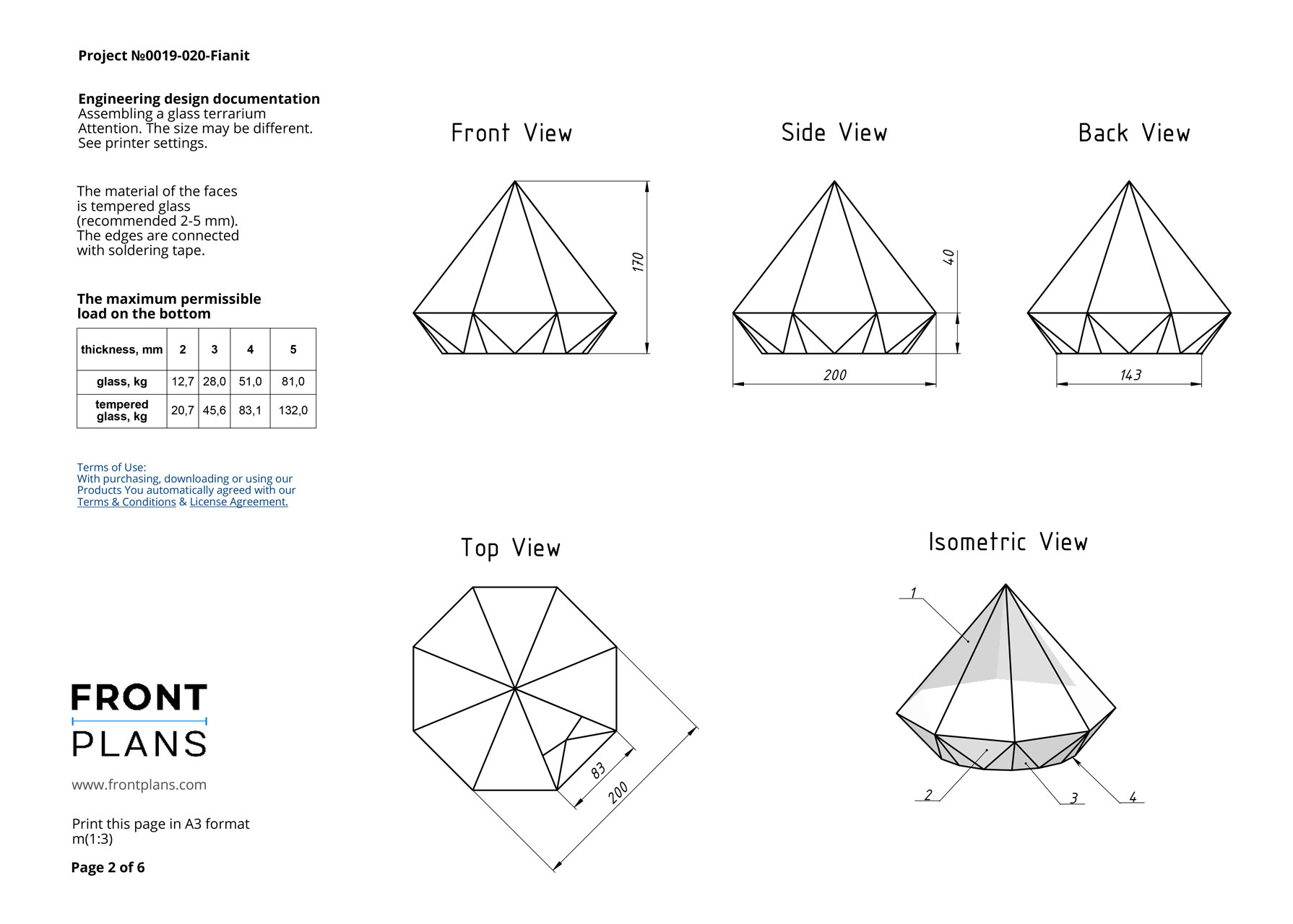 Fianit Geometric Florarium design plan, DIY blueprint, Terrarium template