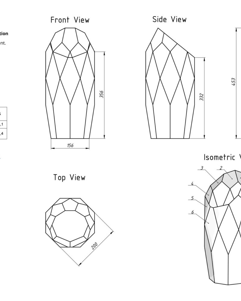 Obelisk Geometric Florarium design plan, DIY blueprint, Terrarium template