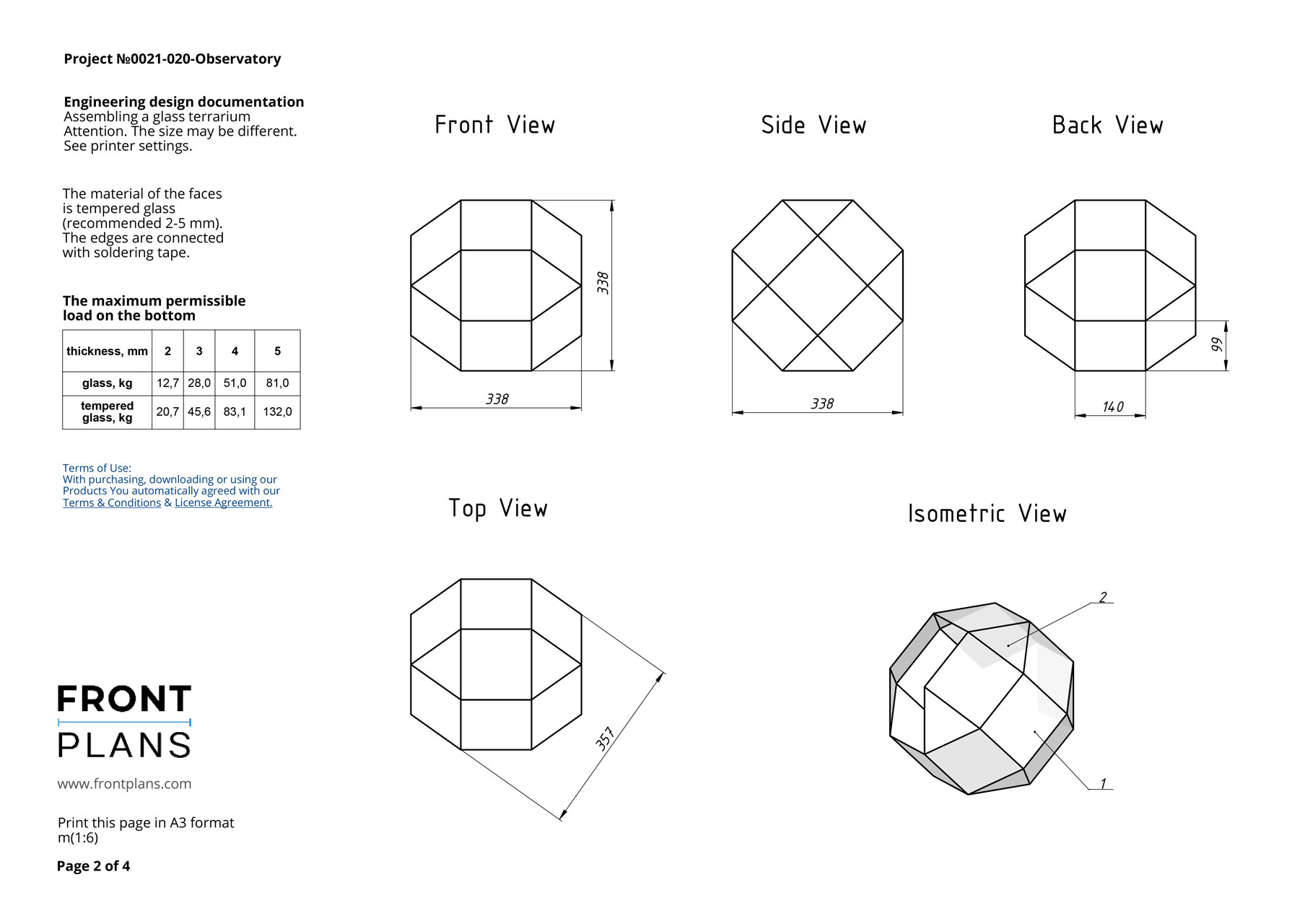 Observatory Geometric Florarium design plan, DIY blueprint, Terrarium template