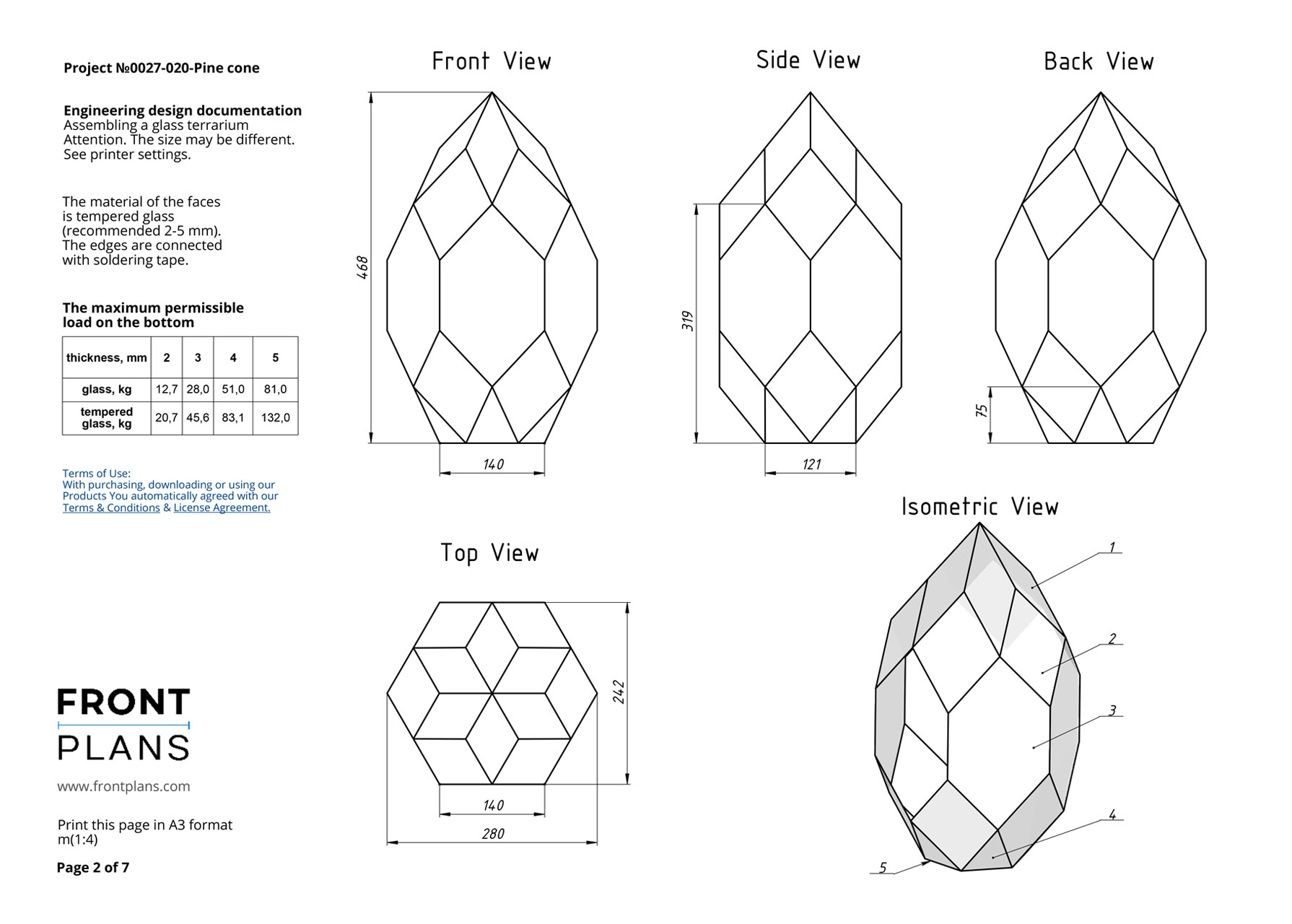 Pine Cone Geometric Florarium design plan, DIY blueprint, Terrarium template