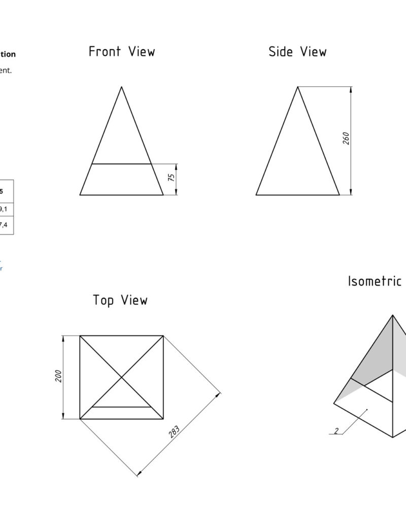 Geometric Florarium design plan, blueprint pyramid