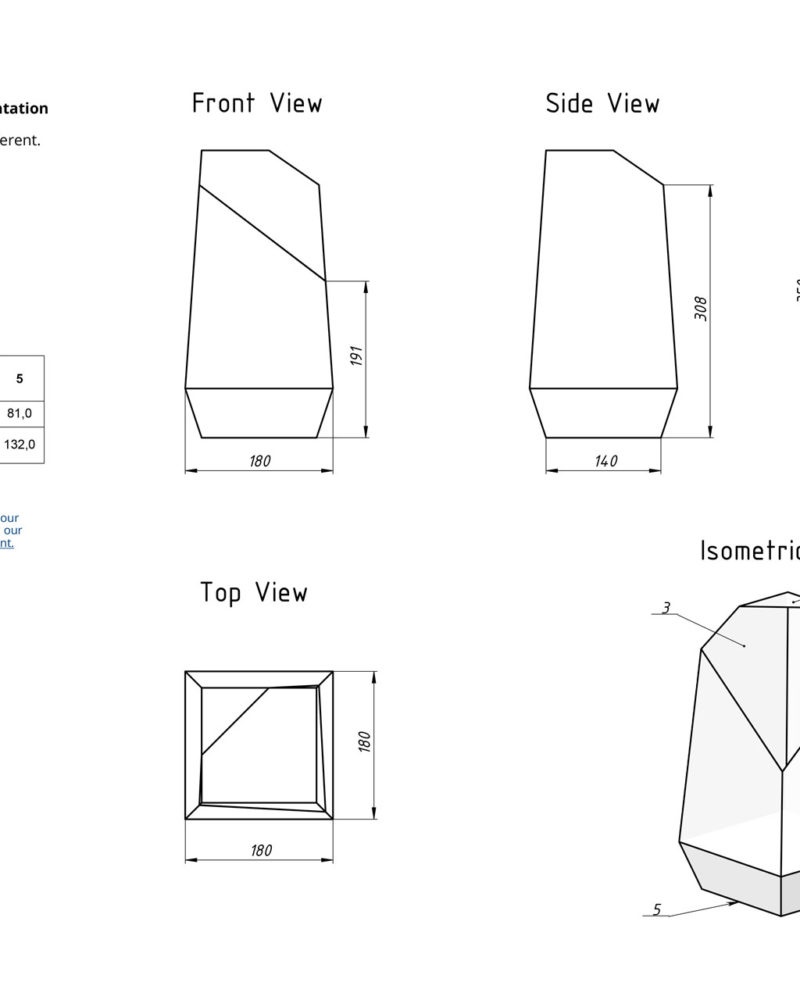 Geometric Florarium design plan, blueprint quartz