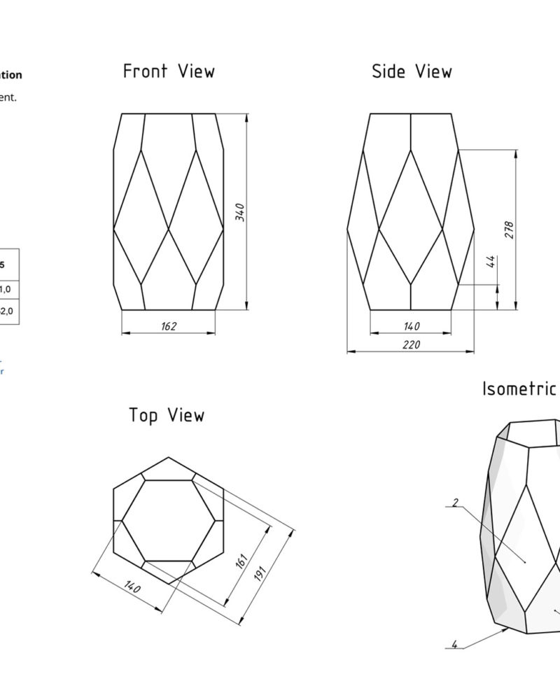 Ruby Geometric Florarium design plan, DIY blueprint, Terrarium template