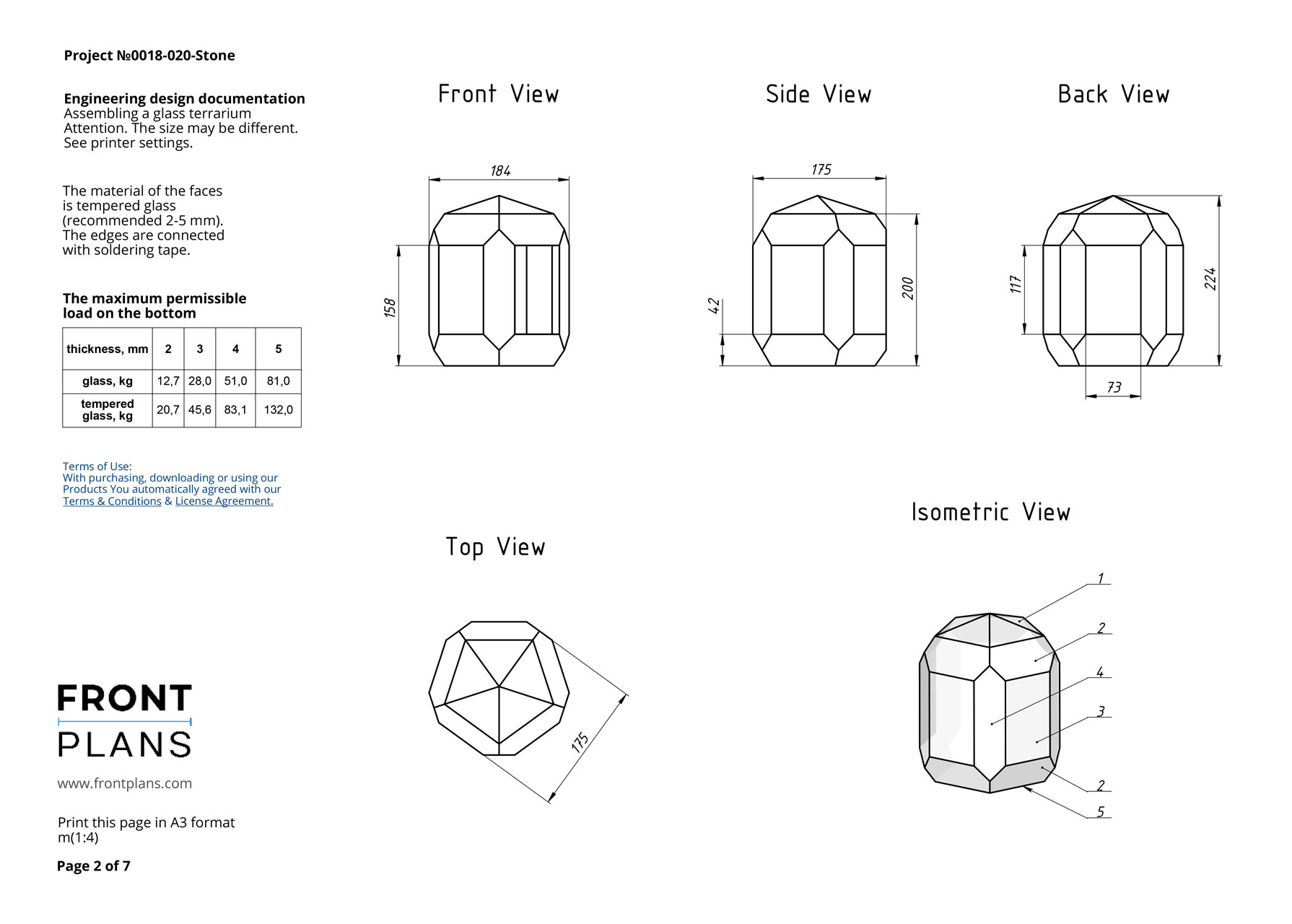 Stone Geometric Florarium design plan, DIY blueprint, Terrarium template