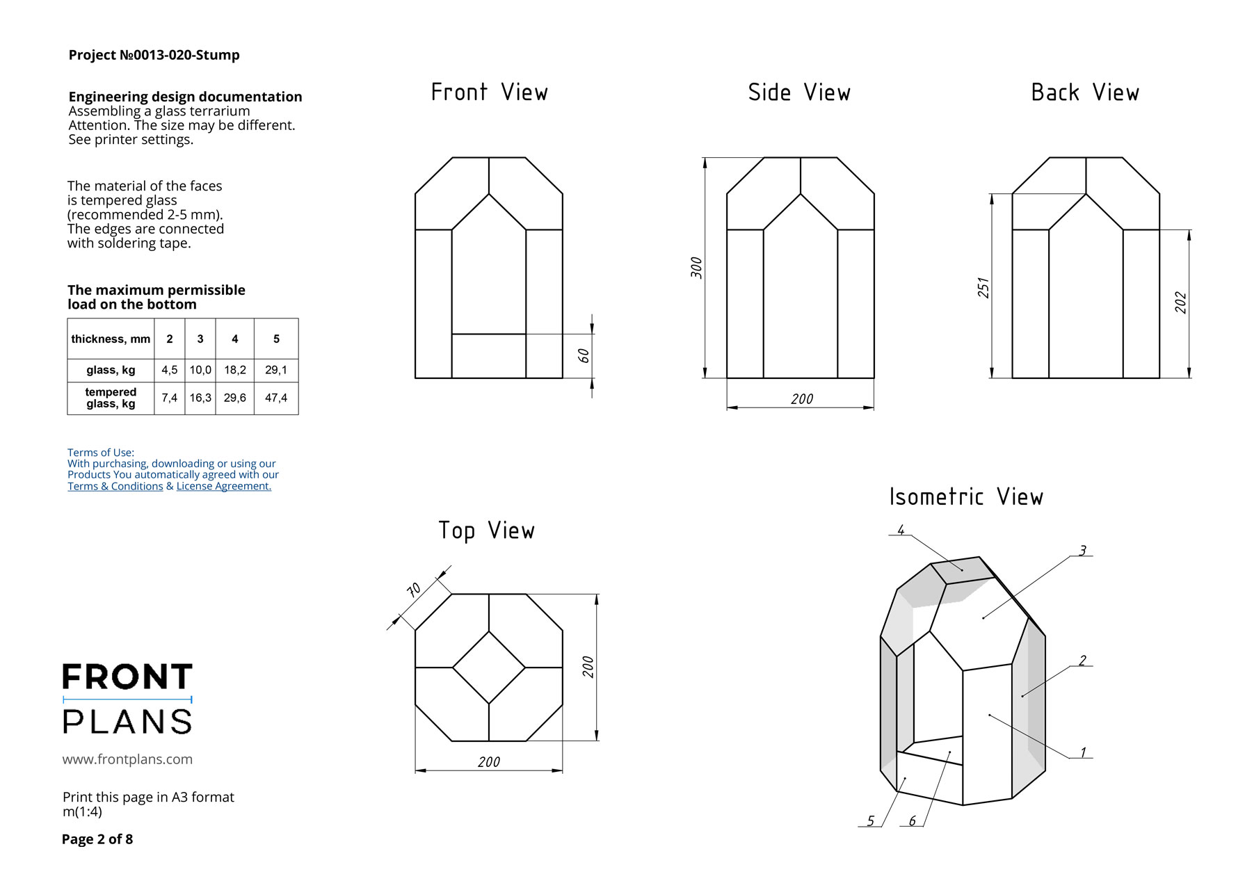 Stump Geometric Florarium design plan, blueprint