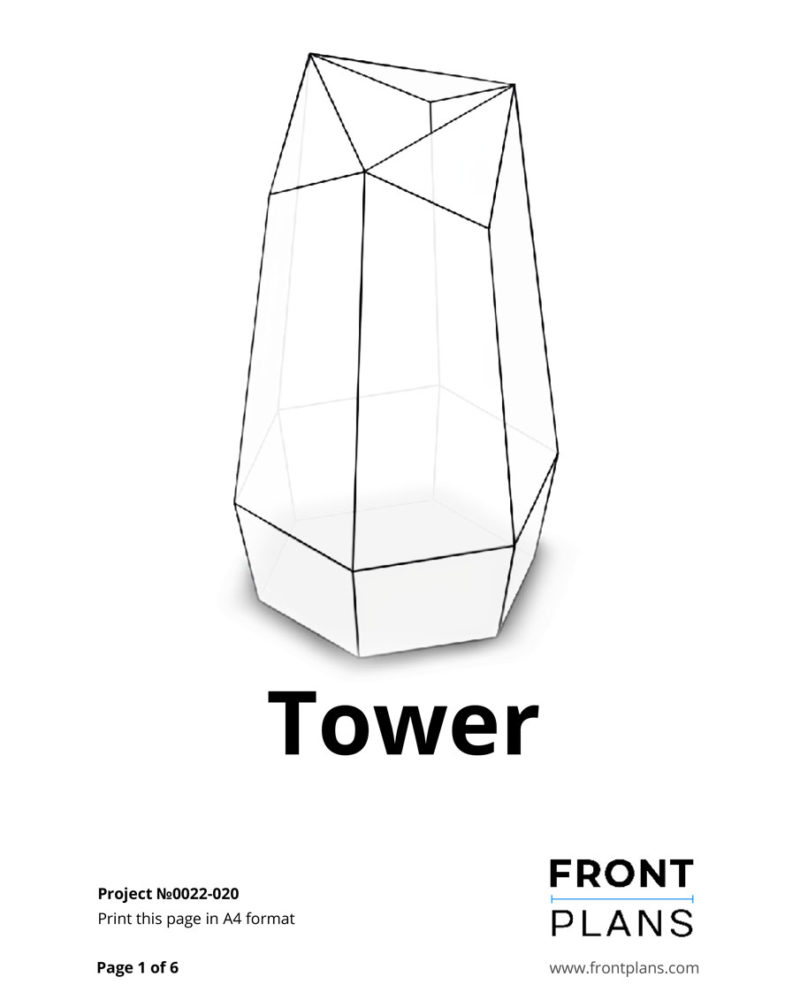 Tower Geometric Florarium design plan, DIY blueprint, Terrarium template